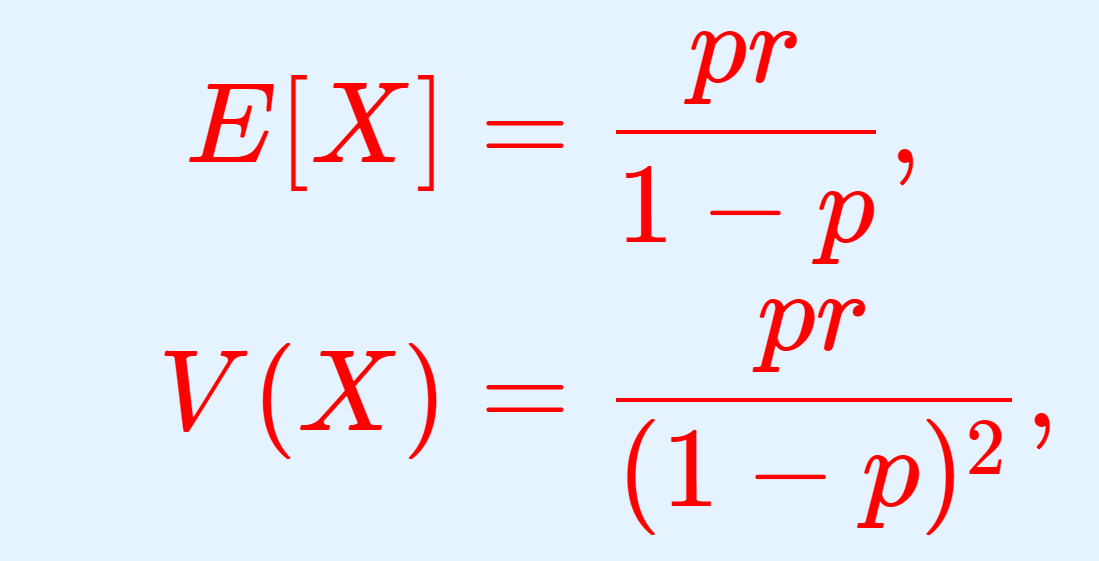 負の二項分布の期待値(平均)・分散・標準偏差