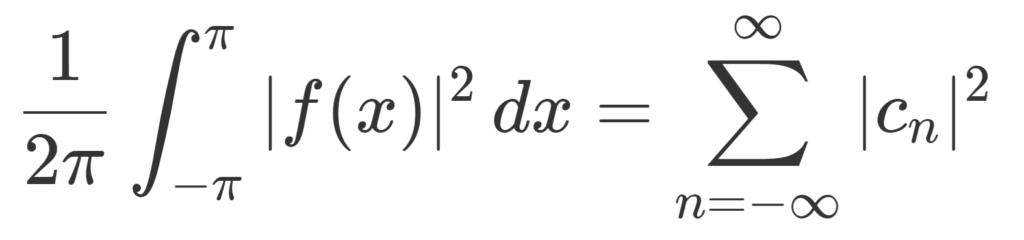 フーリエ級数におけるパーセバルの等式